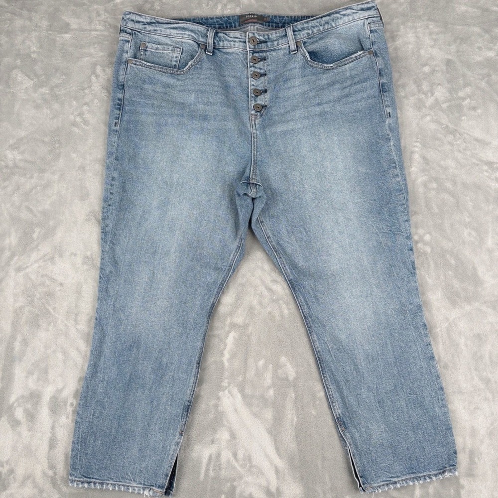Torrid High Rise Straight Button Fly Light Wash Jeans Women Cropped 20R (42x26) - Picture 1 of 16